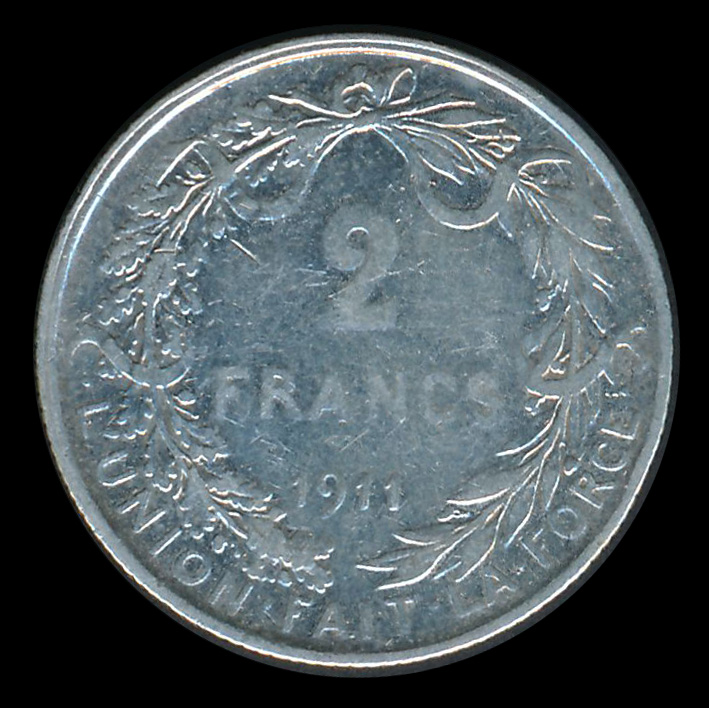 belgie 2 frank zilver francs 1911
