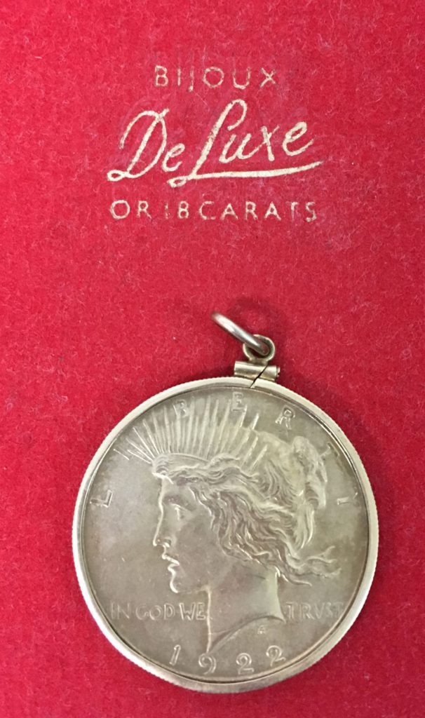 1 dollar zilver munt in juweel 1922