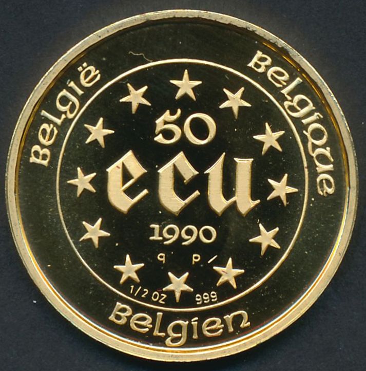 Belgie goud 50 ecu 1990