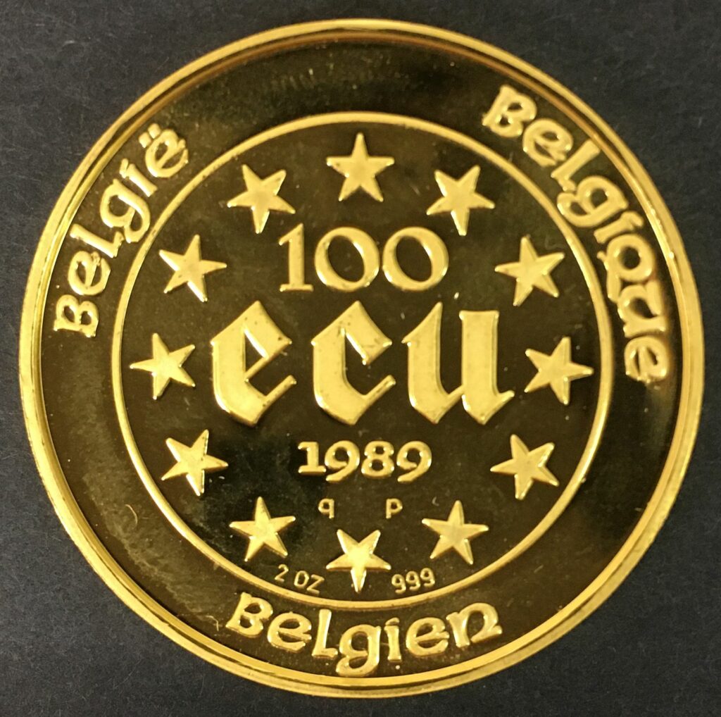 belgie goud 100 ecu 1989 qp 2oz 999